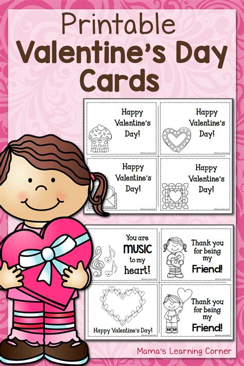 Kindergarten Printable Valentines Day Cards To Color